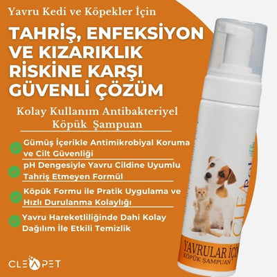 Yavru Kedi & Köpek İçin Nano Antibakteriyel Kuru Köpük Şampuan – 200 ml