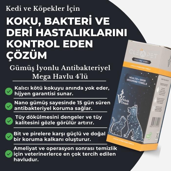 Nano Gümüş İyonlu Antibakteriyel Mega Bakım Havlusu  4'lü- Kedi ve Köpek