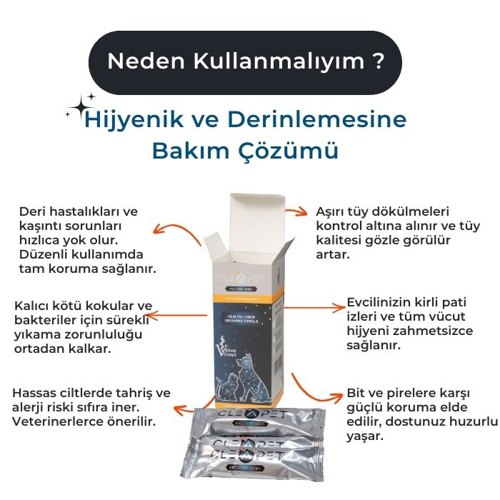 Nano Gümüş İyonlu Antibakteriyel Mega Bakım Havlusu  4'lü- Kedi ve Köpek