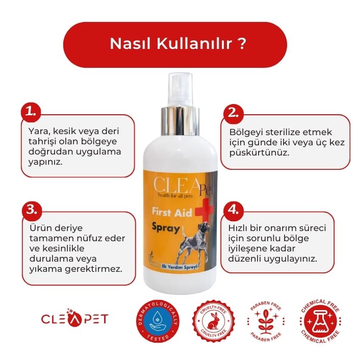Acil Durum Yara, Kesik ve Tahriş Onarıcı Nano Gümüş Sprey 250ml - Kedi Köpek