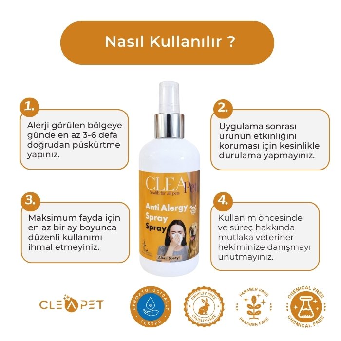 Alerjik Reaksiyon Karşıtı Sprey 250ml -  Kedi Köpek
