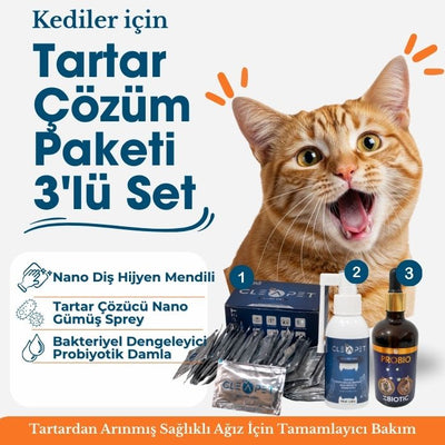 Kedi Diş Taşı ve Tartar Giderici 3’lü Set - Ağız Sağlığı Çözüm Paketi
