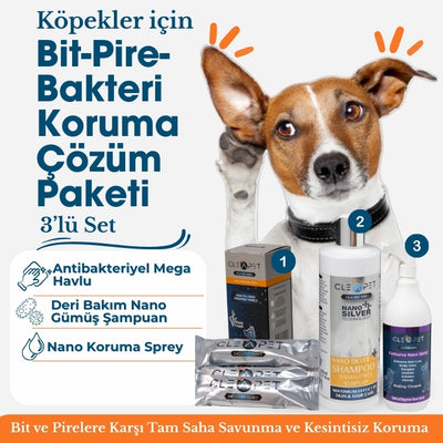 Köpek Bit Pire Bakteri Çözüm Paketi 3’lü Set - Parazit Kovucu ve Onarıcı