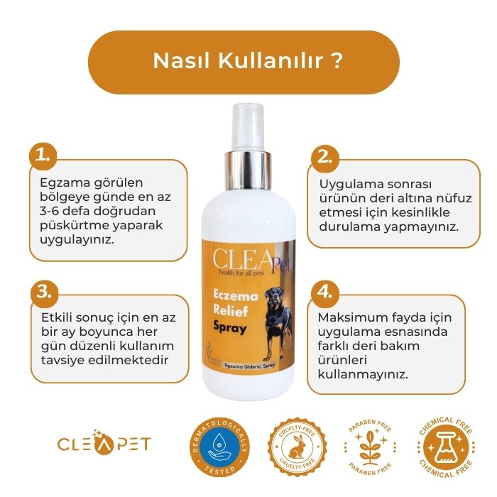 Egzama ve Kaşıntı Giderici Sprey 250ml - Probiyotik Destekli - Kedi Köpek