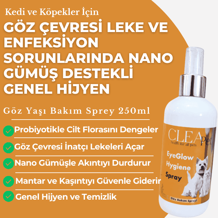 Göz Yaşı Leke Giderici- Göz Genel Hijyen Spreyi 250ml - Kedi Köpek