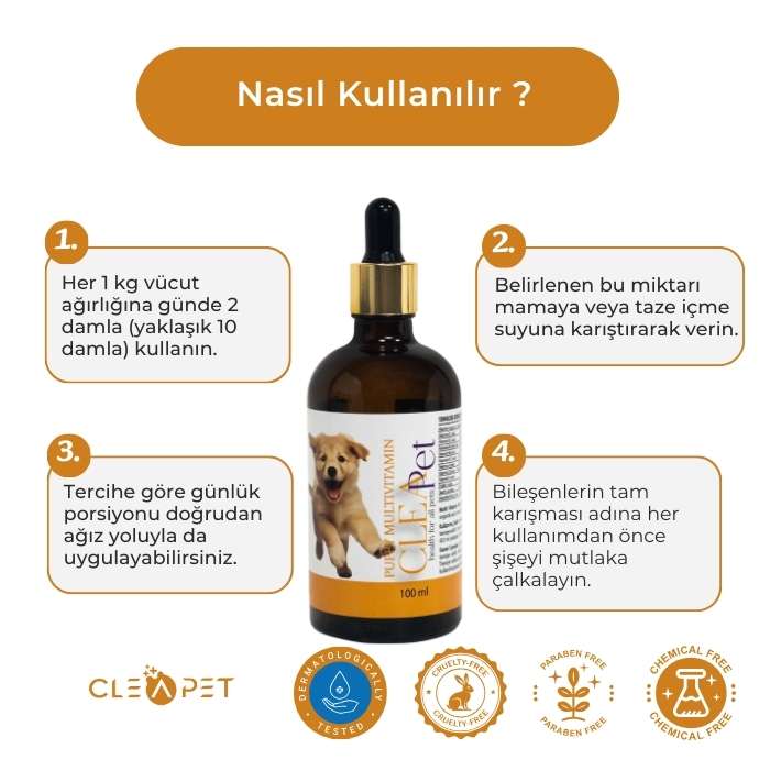 Yavru Köpek Multivitamin - Kemik ve Kas Gelişim Destek Damla 100ml