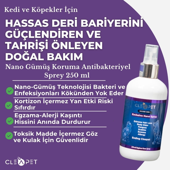 Mantar Yara Egzama Karşıtı-Nano Gümüş Bakım Spreyi 250 ml-Kedi Köpek