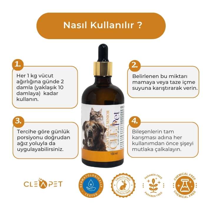 Kedi Köpek Yaşlılık Dönemi Destek Damla - Eklem ve Hareket Desteği 100ml
