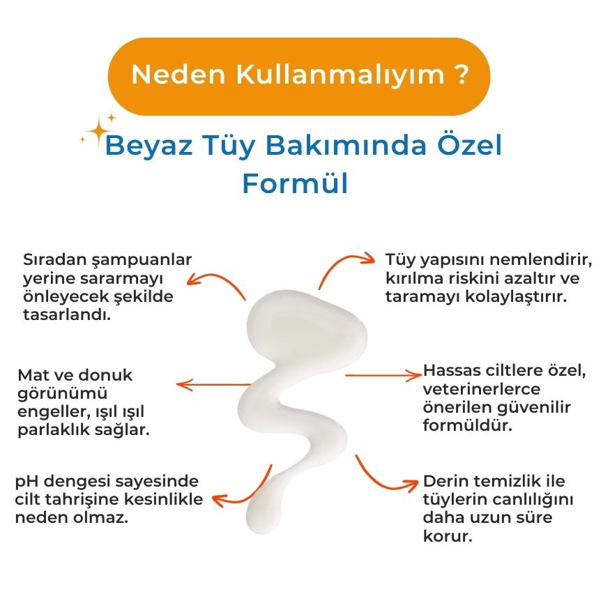 Beyaz Irk Köpek Şampuanı 250 ml | Maltese, Bichon, Westie İçin | Sararma Önleyici