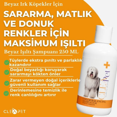Beyaz Irk Köpek Şampuanı 250 ml | Maltese, Bichon, Westie İçin | Sararma Önleyici