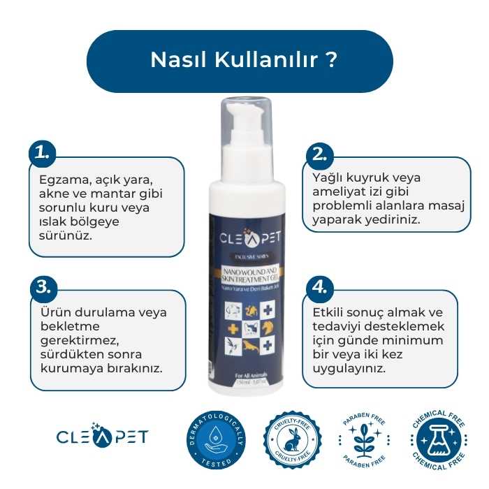 12+1 Cilt Sorununa Kesin Çözüm-Deri Onarım-Yara Jeli 150 ml- Köpek Kedi