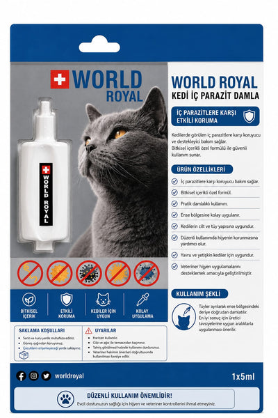 World Royal Kedi İç Parazit Jeli 5 ml