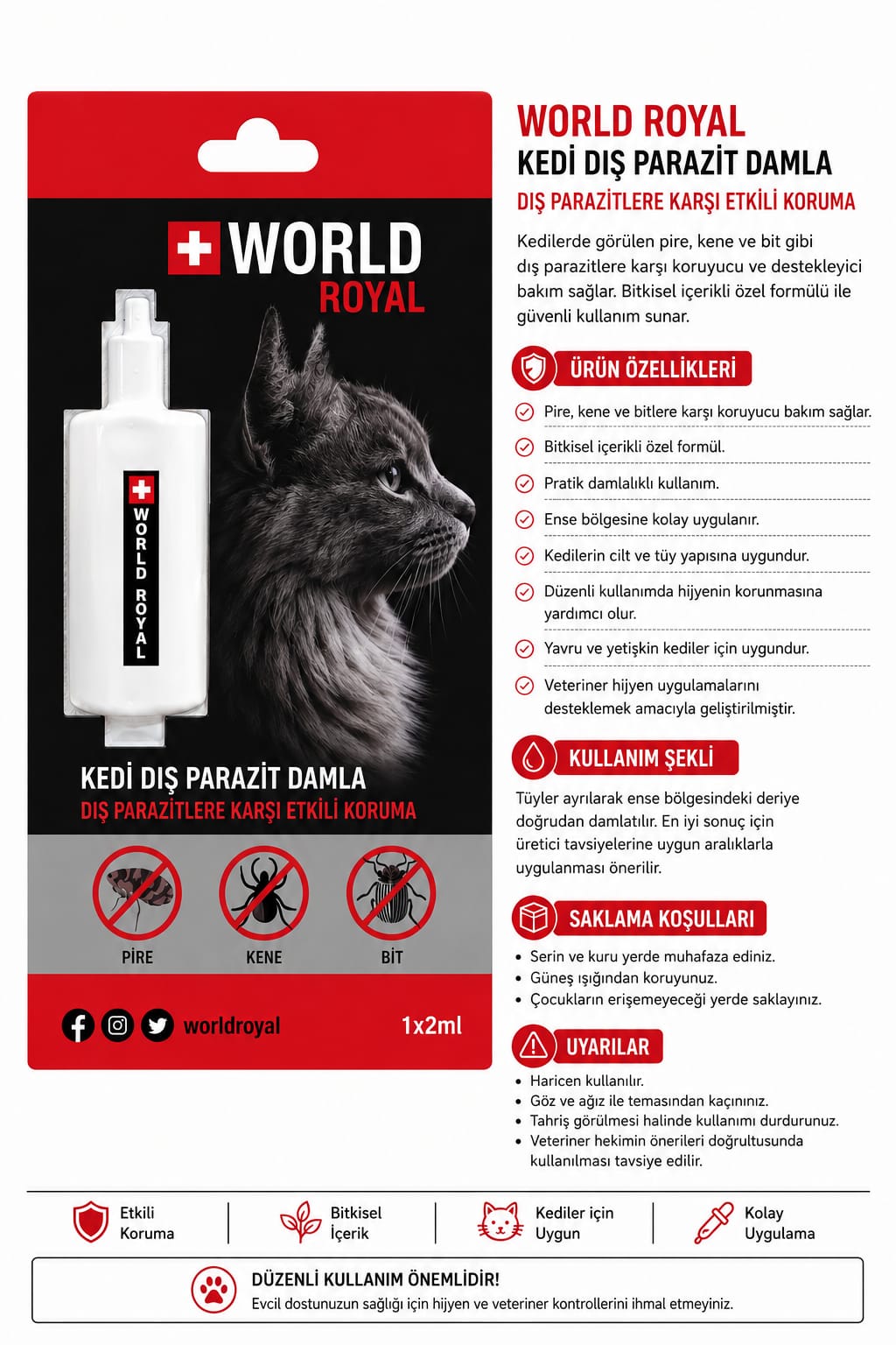 WORLD ROYAL KEDİ DIŞ PARAZİT DAMLA