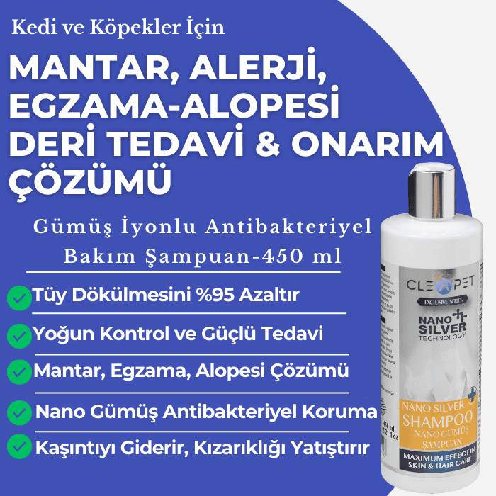 Deri Onarıcı Tedavi Edici Nano Gümüş Kedi & Köpek Şampuanı – 450 ml