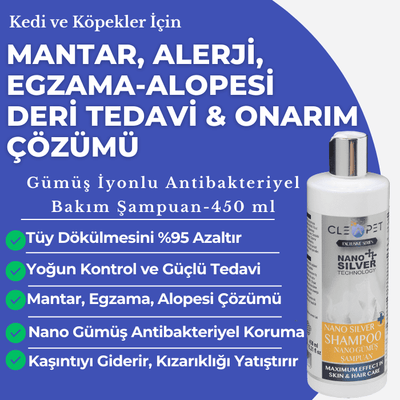 Deri Onarıcı Tedavi Edici Nano Gümüş Kedi & Köpek Şampuanı – 450 ml