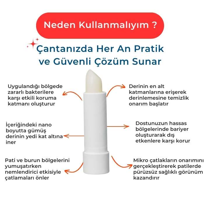Antibakteriyel Pati Burun Bakım Stick Acil Onarım - Kedi ve Köpek-10ml